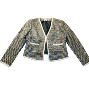Worth USA Striped Cropped Blazer Jacket Sz 6 Cotton Blend Made in USA Classic‎